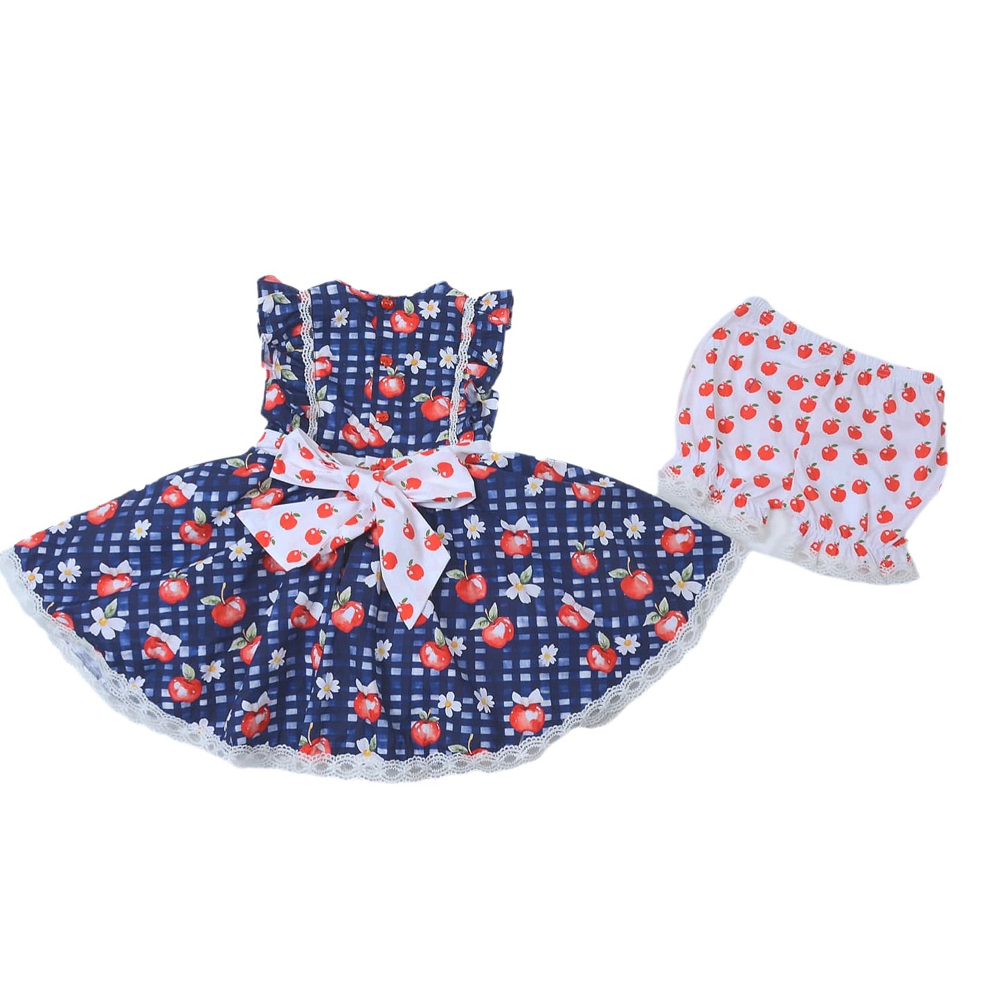 Baby Girls Apples Flowers Checked Bows Tunic Ruffle Shorts Clothes Sets Preorder