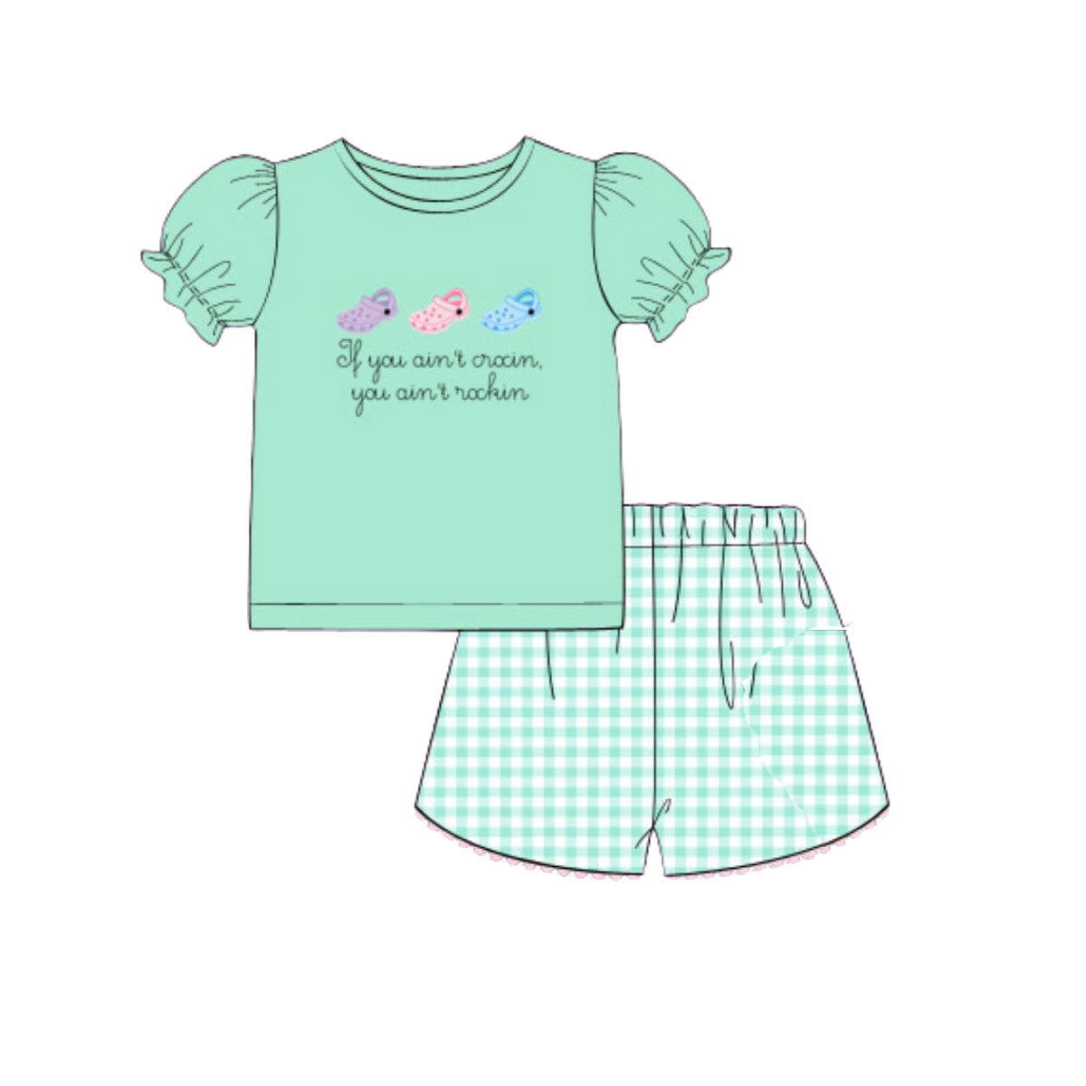 Baby Girls Shoes Top Checked Shorts Western Clothes Sets Preorder