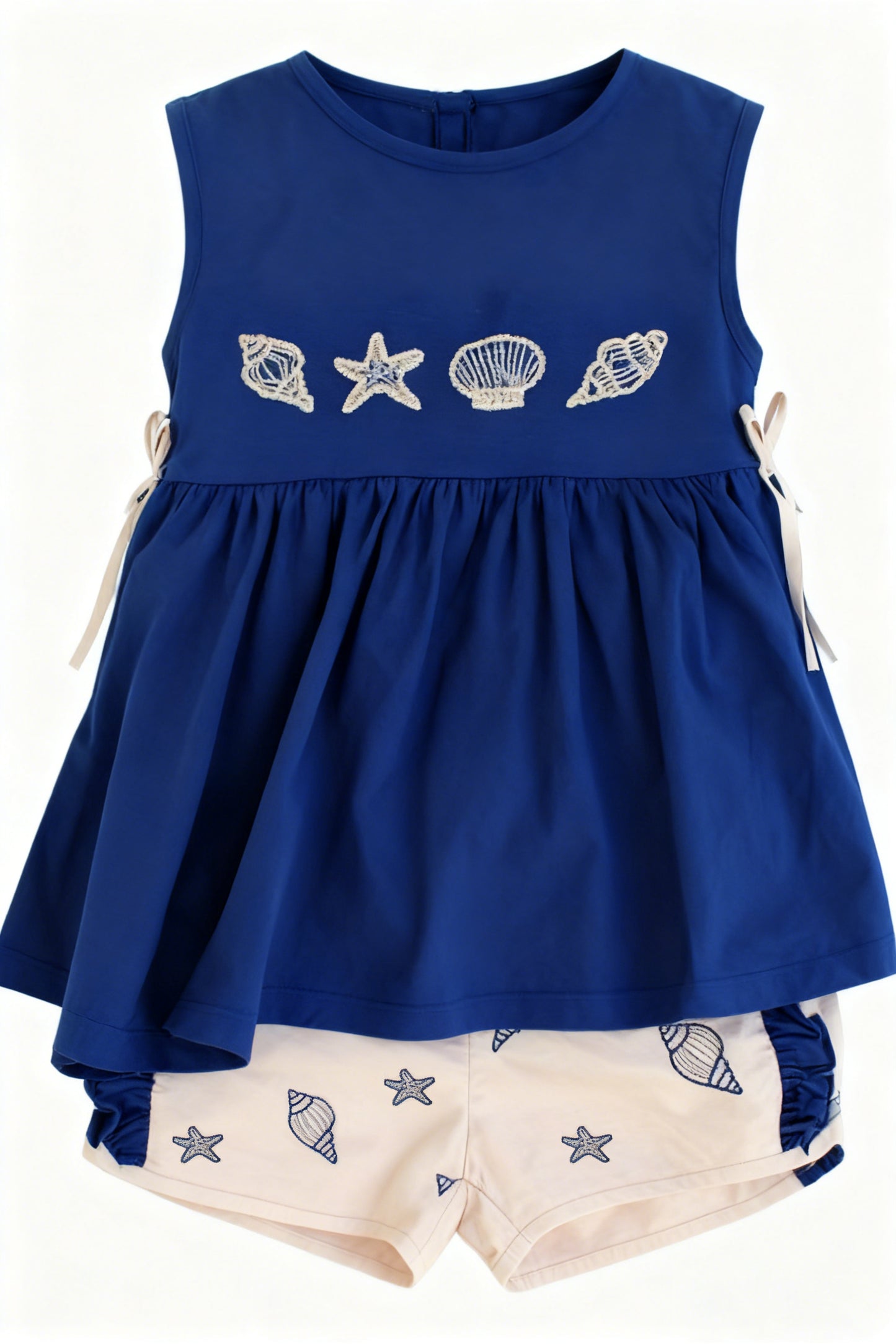 Baby Girls Sea World Shells Tunic Ruffle Shorts Clothes Sets Preorder