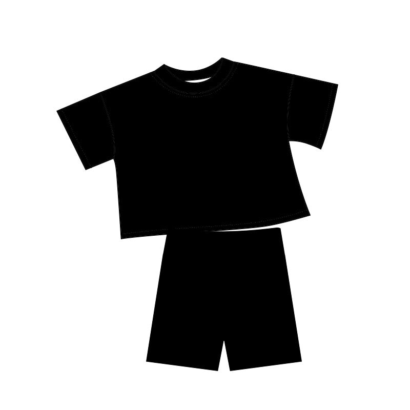 Baby Girls Black Short Sleeve Top Shorts Clothes Sets Preorder