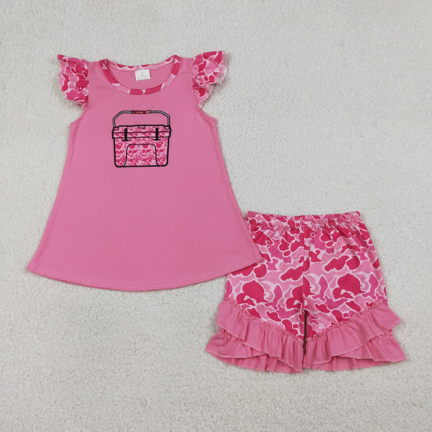 Sibling Baby Kids Embroidery Camo Boxes Top Shorts Hunting Clothes Set Rompers