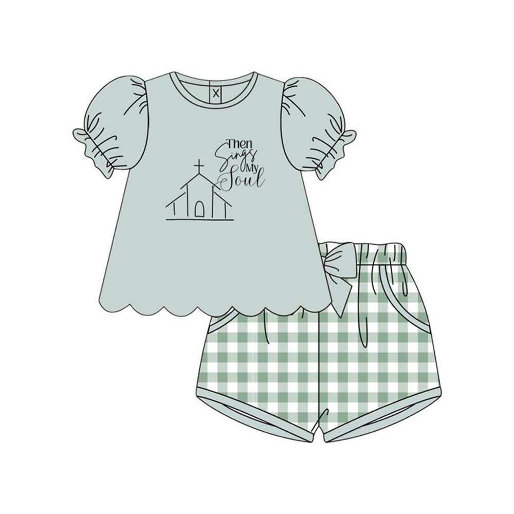 Baby Girls Church Then Sings My Love Tunic Pockets Checked Shorts Clothes Sets Preorder