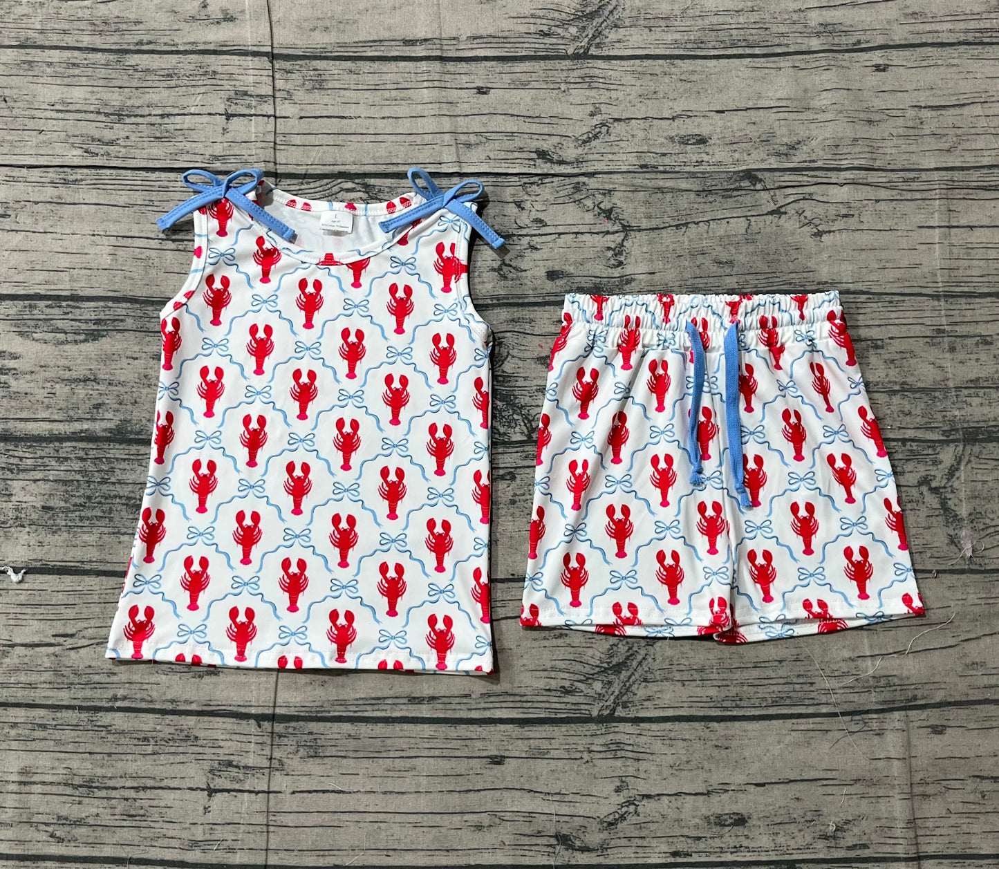 Baby Girls Sleeveless Bows Crayfishes Checked Top Shorts Clothes Sets
