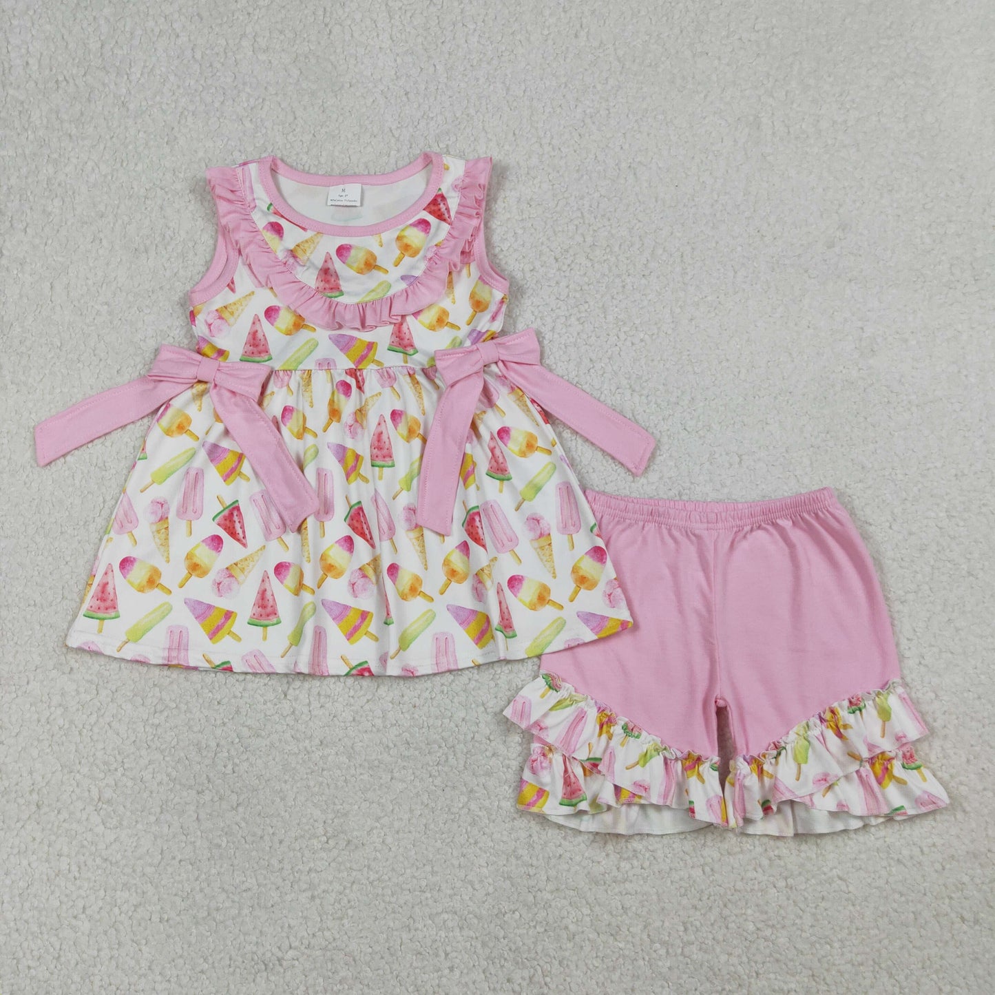 Sibling Baby Girls Sleeveless Watermelons Flowers Tunic Ruffle Shorts Clothes Sets
