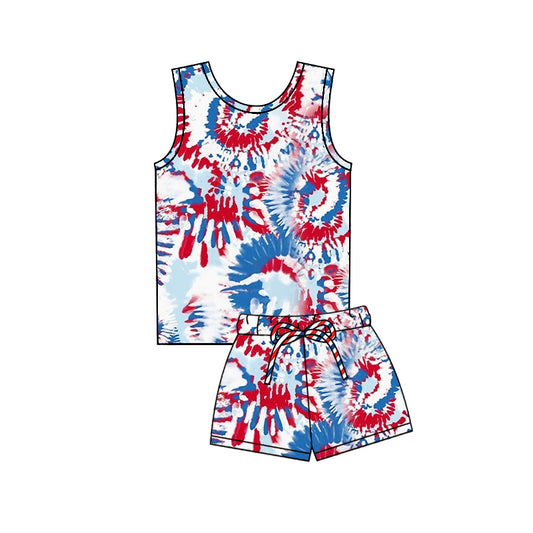 Baby Girls Red Blue Camo Top Shorts 4th of July Clothes Sets Preorder