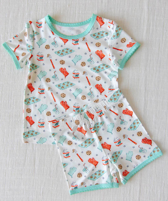 Baby Girls Cookies Milks Top Shorts Pajamas Set Preorder
