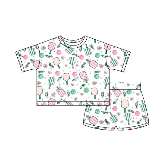 Baby Girls Flowers Tennis Top Shorts Team Clothes Sets Preorder