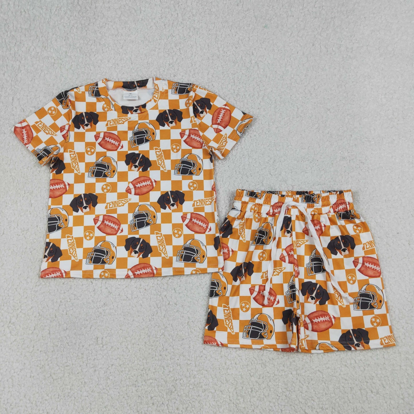 Sibling Baby Girls Short Sleeve Bows Footballs Top Short Go Team Pajamas Clothes Sets