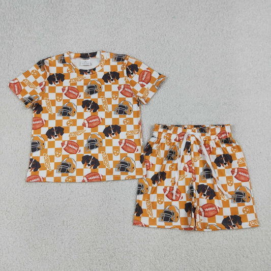 Sibling Baby Girls Short Sleeve Bows Footballs Top Short Go Team Pajamas Clothes Sets