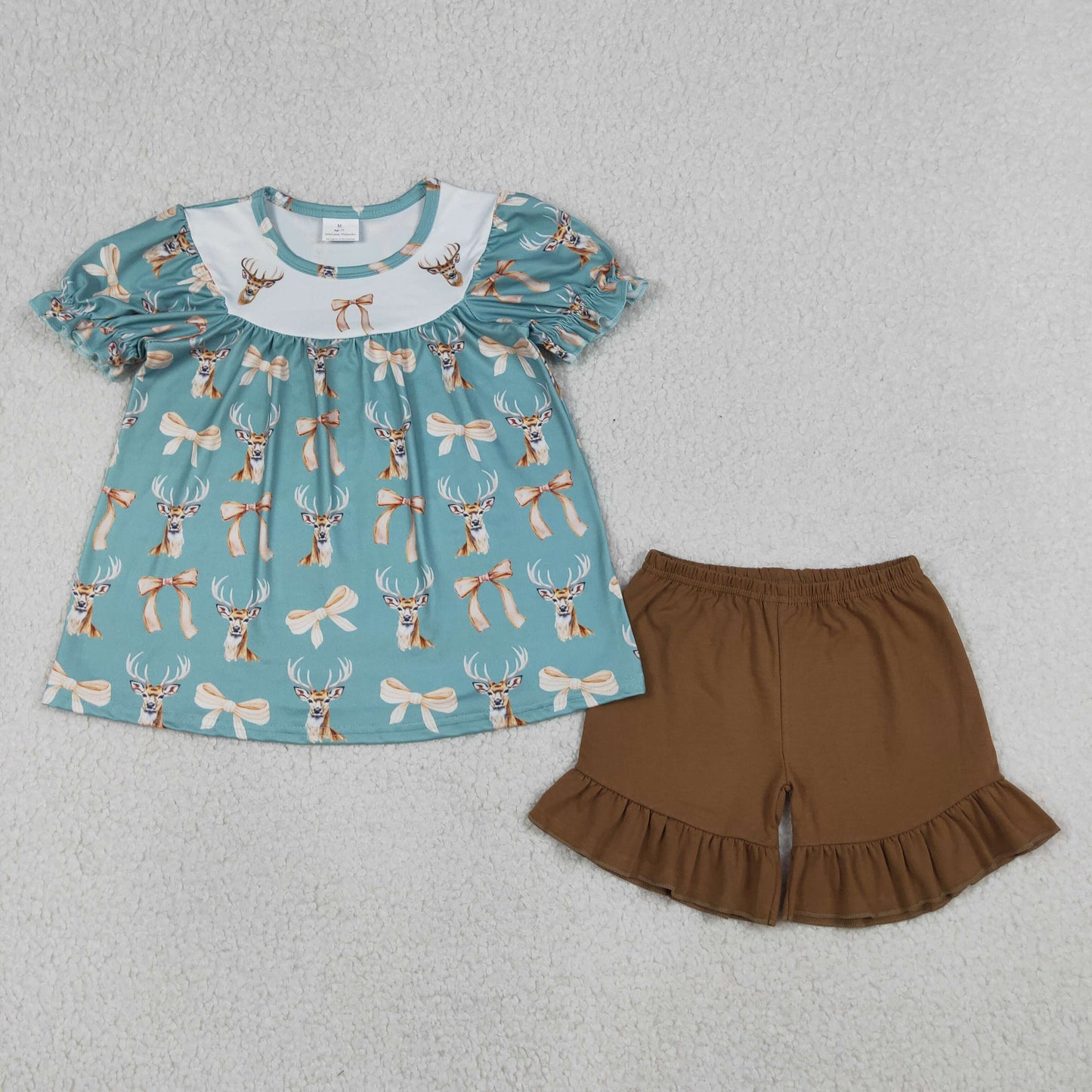 Baby Girls Bows Deer Ducks Tunic Ruffle Shorts Hunting Clothes Sets