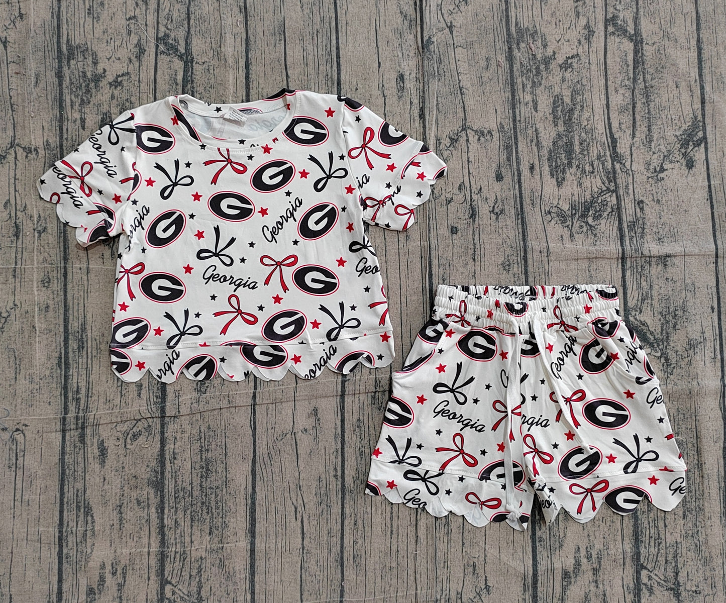 Baby Girls Star Bows Georgia Top Scallop Shorts Team Clothes Sets