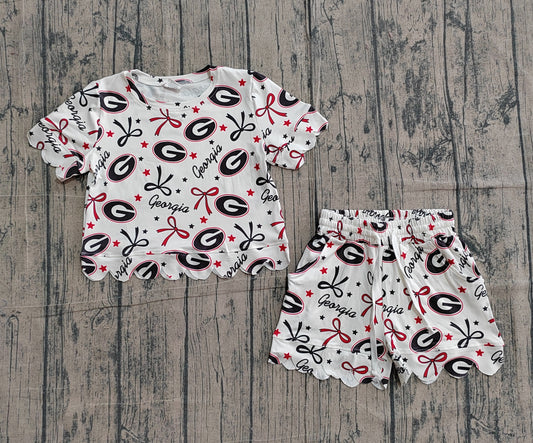 Baby Girls Star Bows Georgia Top Scallop Shorts Team Clothes Sets