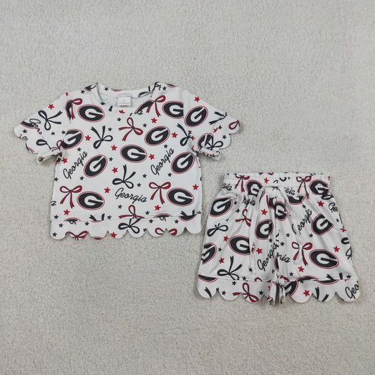 Baby Girls Star Bows Georgia Top Scallop Shorts Team Clothes Sets