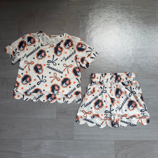Baby Girls Star Bows Dogs Top Scallop Shorts Team Clothes Sets Preorder
