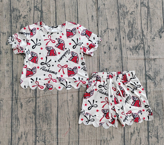 Baby Girls Star Bows A Elephants Top Scallop Shorts Team Clothes Sets