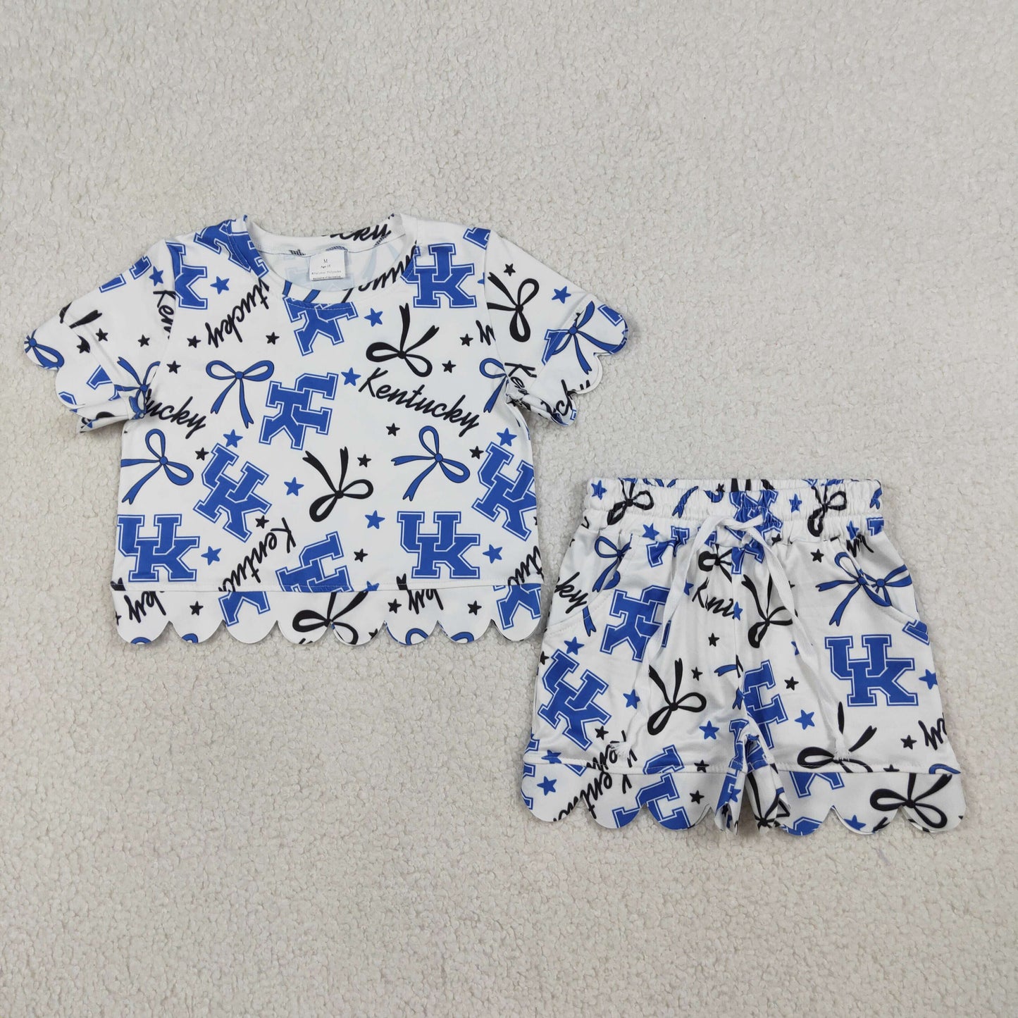 Baby Girls Star Bows UK Top Scallop Shorts Team Clothes Sets