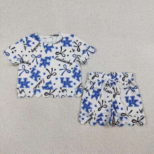 Baby Girls Star Bows UK Top Scallop Shorts Team Clothes Sets