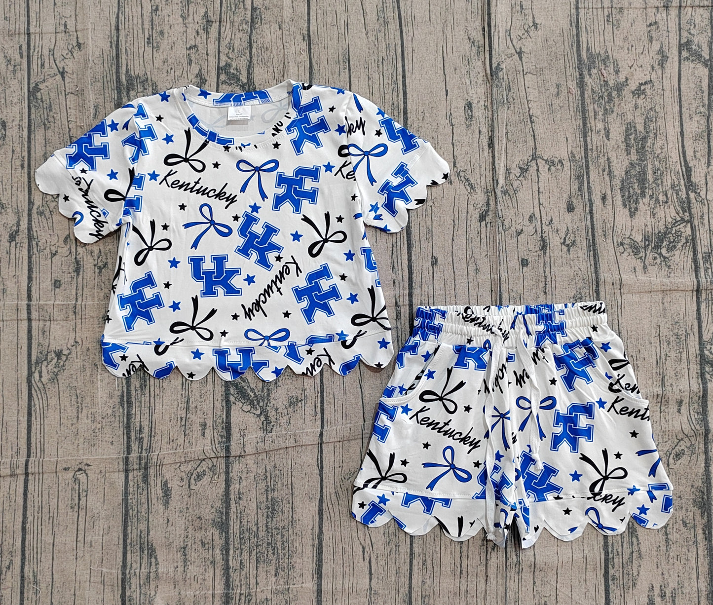 Baby Girls Star Bows UK Top Scallop Shorts Team Clothes Sets
