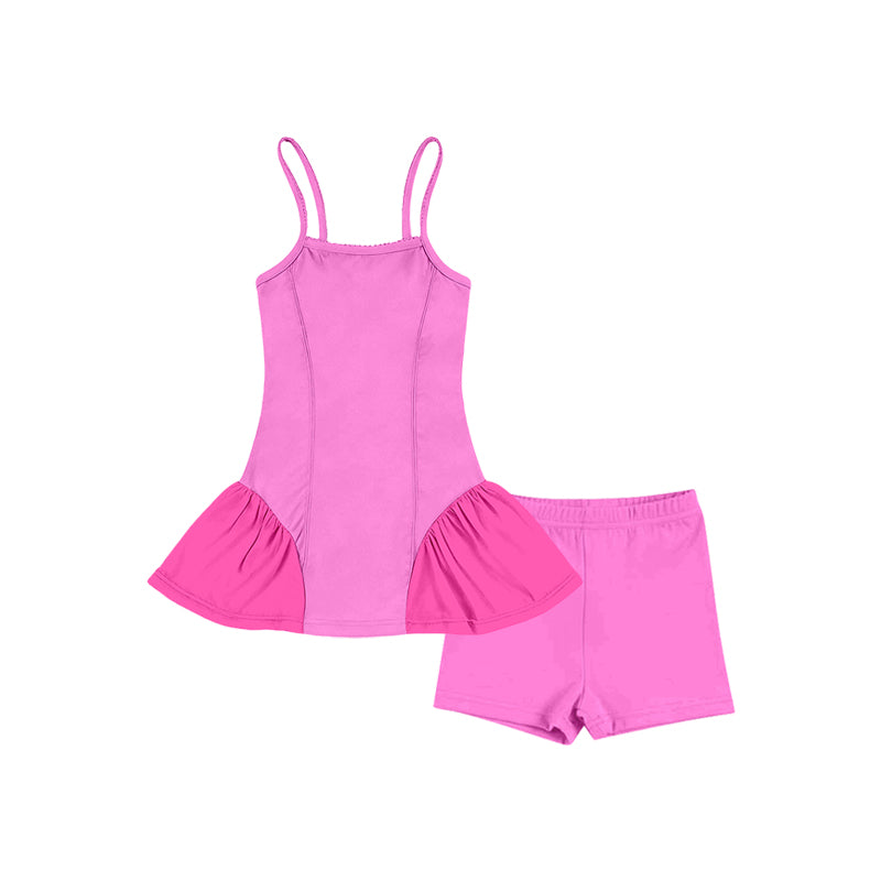 Baby Girls Pink Strap Tunic Shorts Yoga Active Clothes Sets Preorder