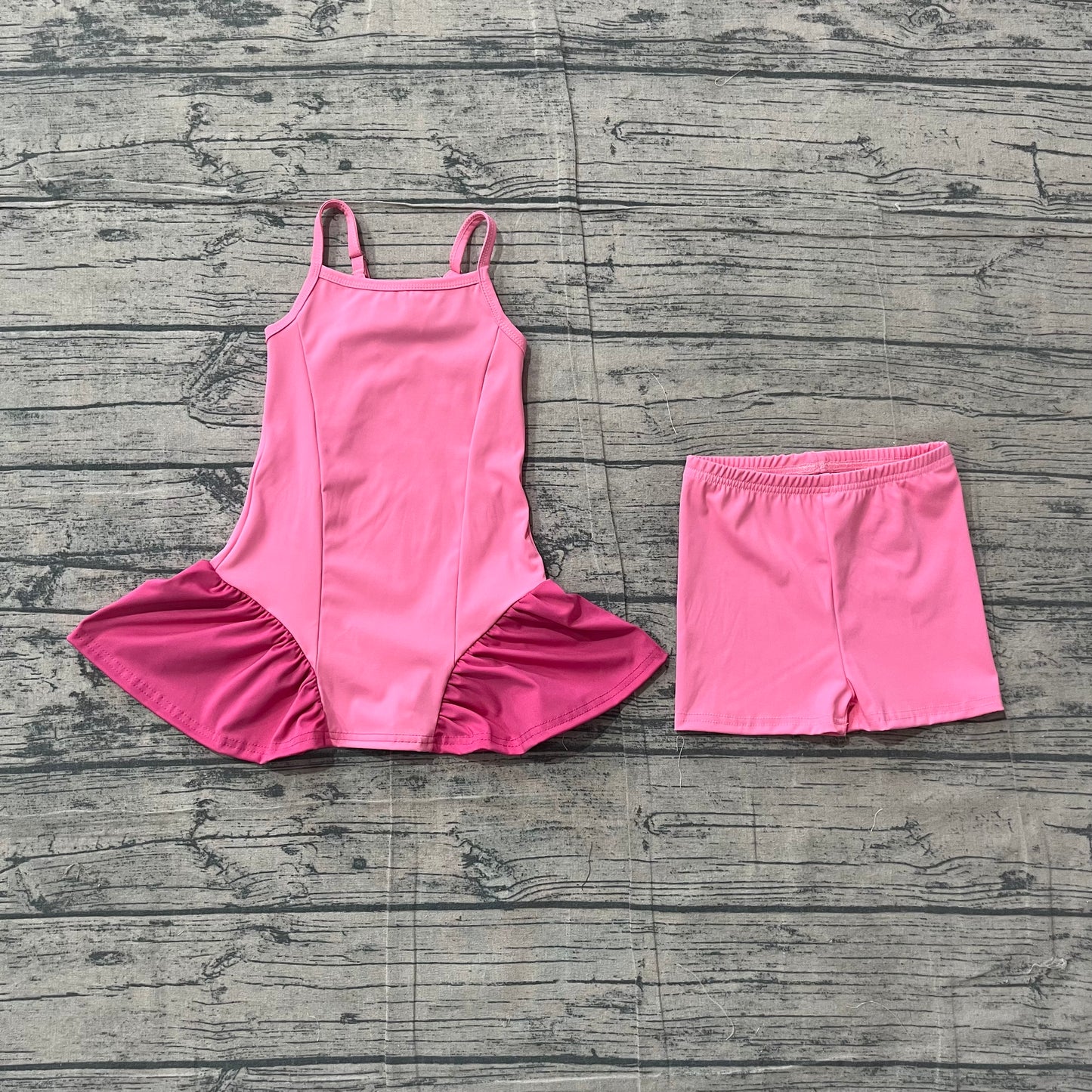 Baby Girls Pink Strap Tunic Shorts Yoga Active Clothes Sets Preorder