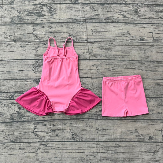 Baby Girls Pink Strap Tunic Shorts Yoga Active Clothes Sets Preorder