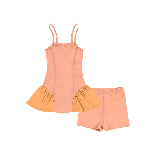 Baby Girls Orange Strap Tunic Shorts Yoga Active Clothes Sets Preorder