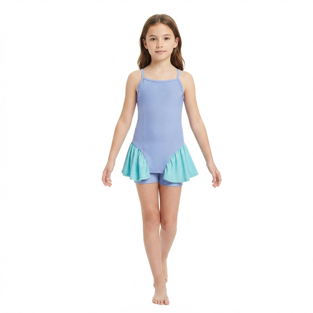 Baby Girls Blue Strap Tunic Shorts Yoga Active Clothes Set