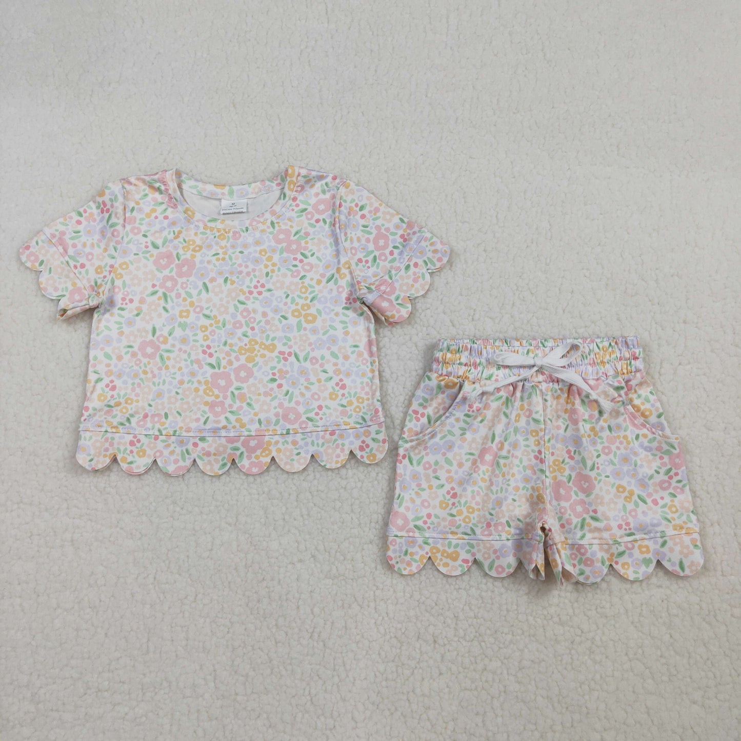 USA Shop Sibling Baby Girls Flowers Camo Top Pockets Shorts Scallop Clothes Sets