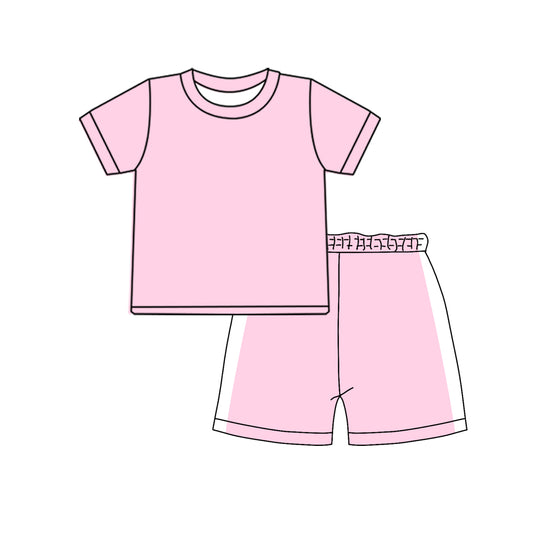Baby Girls Light Pink Shirts Top Short Pajamas Clothes Sets Preorder