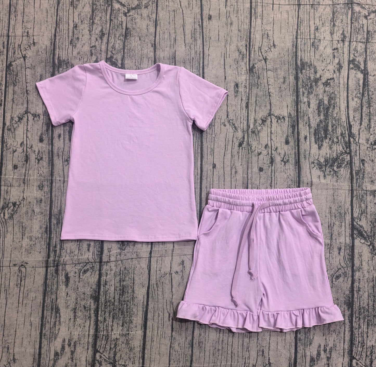 Baby Girls Short Sleeve Pink Shirt Top Ruffle Short Clothes Set Preorder