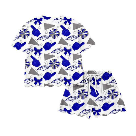Baby Girls Eagles Bows Cheer Top Scallop Shorts Team Clothes Set Preorder