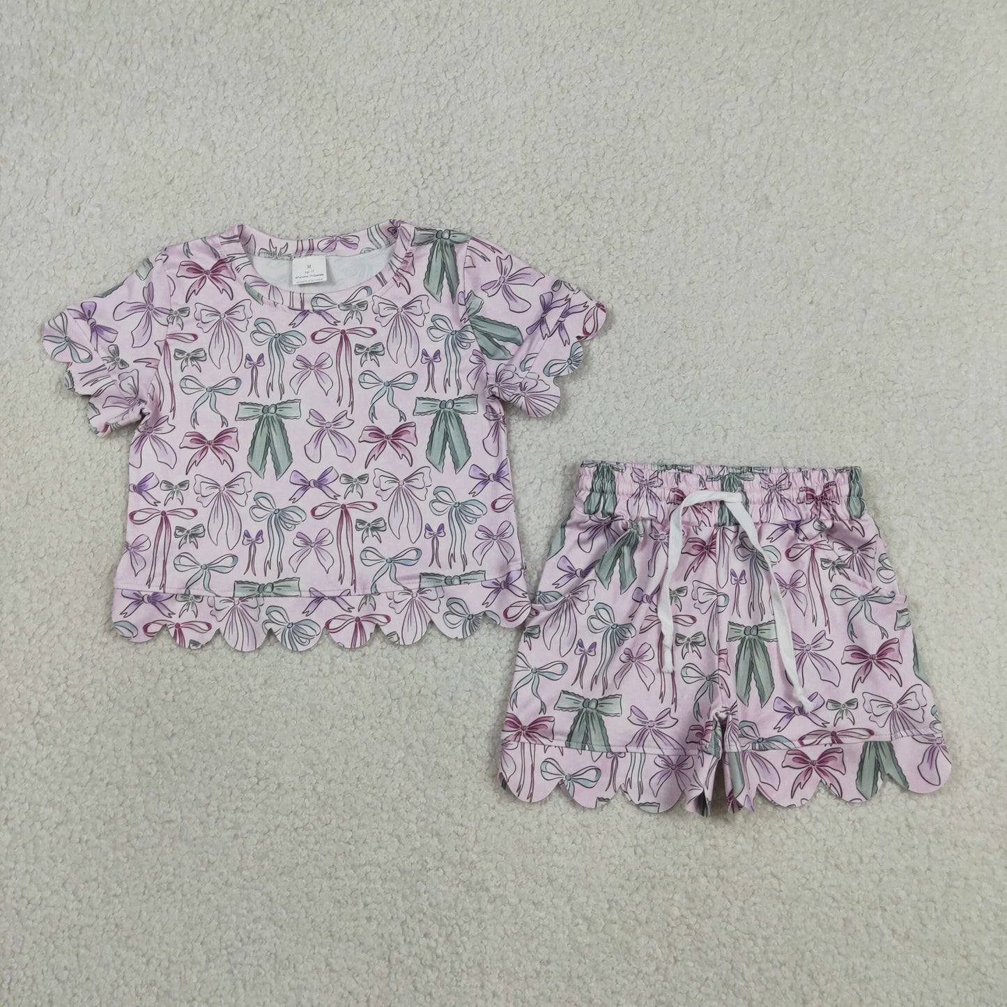 Sibling Baby Girls Colorful Flowers Top Pockets Shorts Scallop Clothes Sets