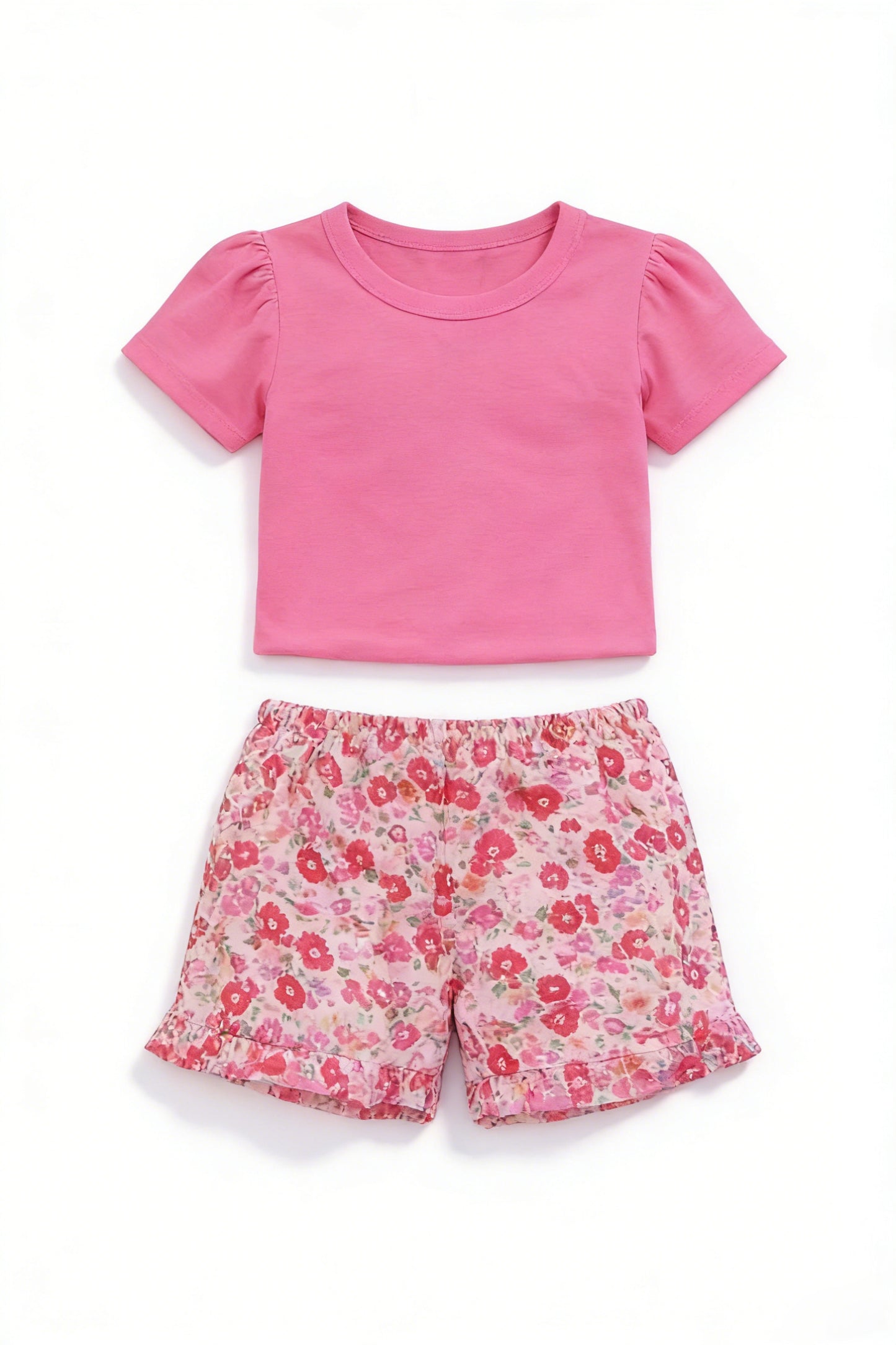 Baby Girls Pink Shirts Top Flowers Short Clothes Sets Preorder