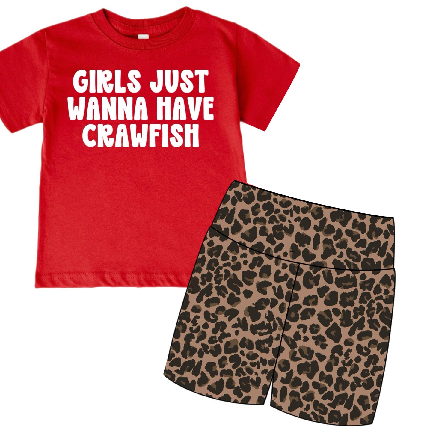 Baby Girls Red Shirts Top Leopard Short Clothes Sets Preorder