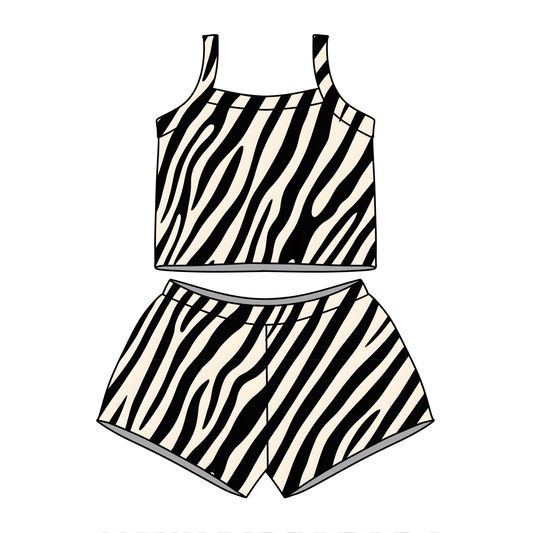Baby Girls Strap Black Stripe Vests Top Short Clothes Sets Preorder