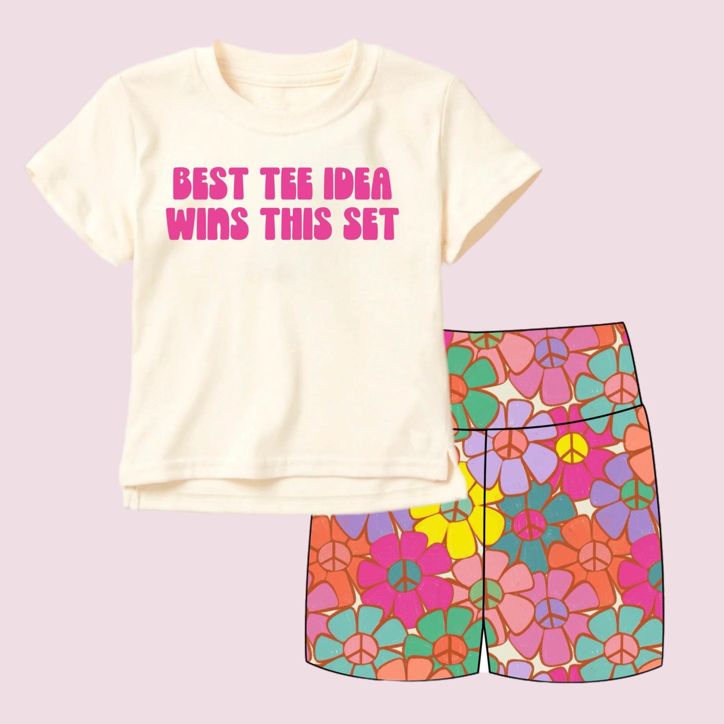 Baby Girls Best Tee Idea Wins This Set Top Flowers Short Clothes Sets Preorder