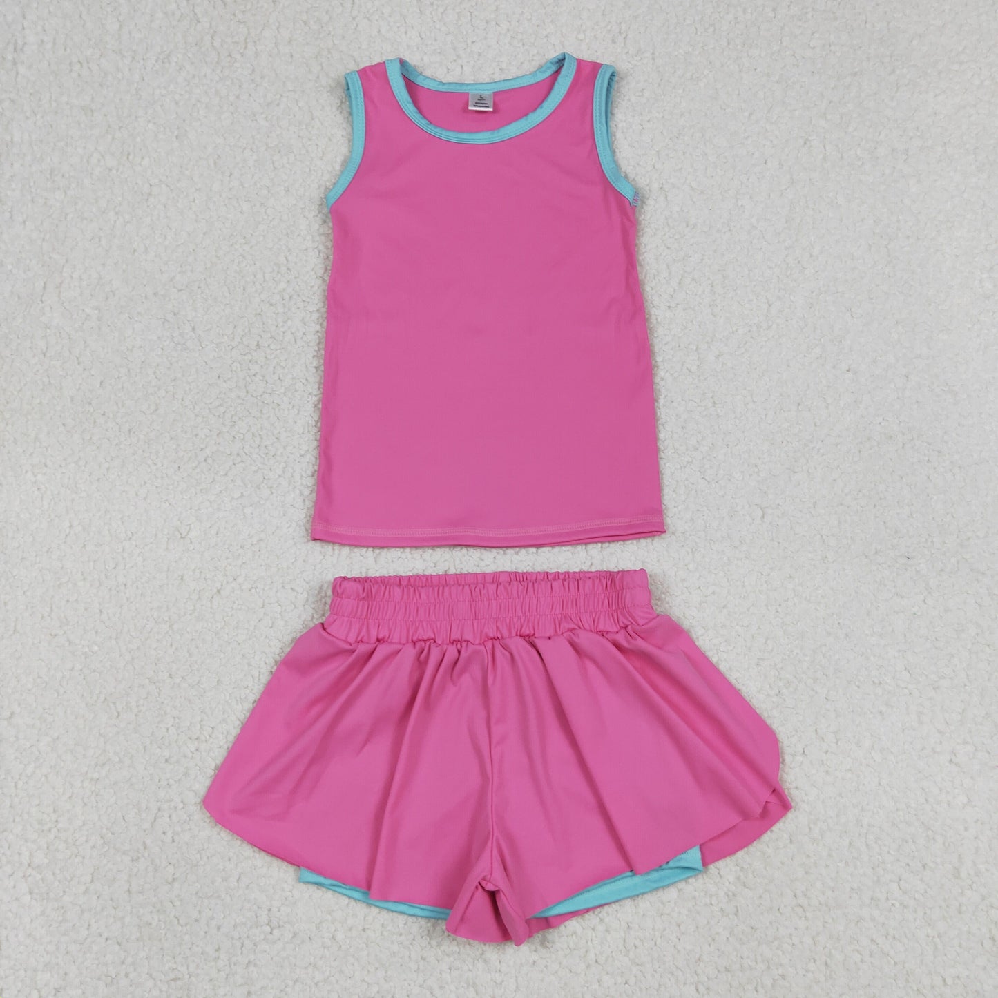 Baby Girls Pink Sleeveless Vests Top Butterfly Short Yoga Active Clothes Set