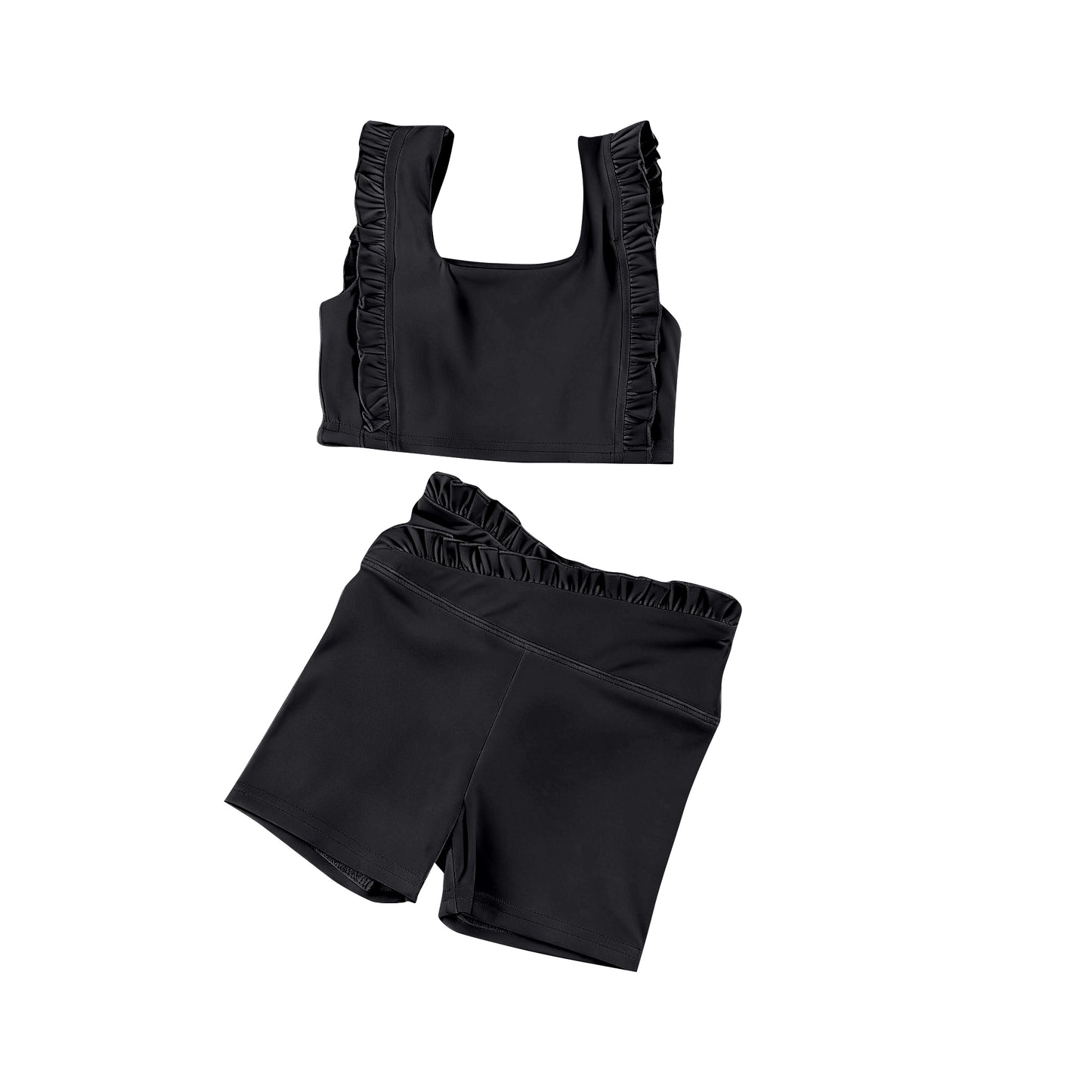 Baby Girls Black Sleeveless Vest Top Short Yoga Active Clothes Sets Preorder