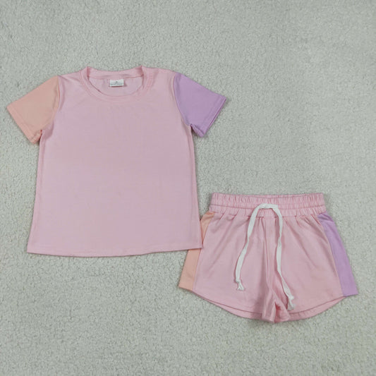 Baby Girls Pink Lavender Patchwork Shirt Top Short Slouchy Clothes Set