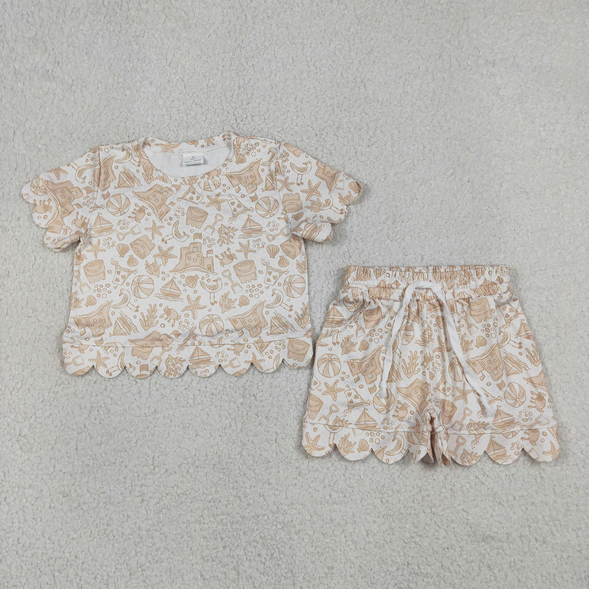 Baby Girls Starfishes Beach Top Short Scallop Clothes Sets