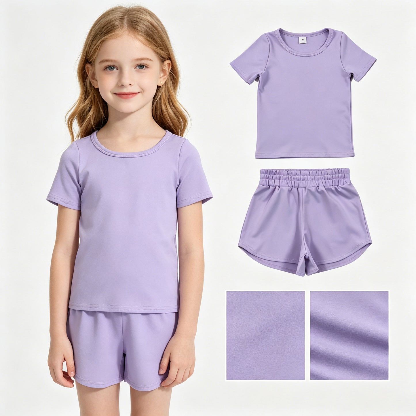 Baby Girls Lavender Short Sleeve Top Sport Short Yoga Active Clothes Sets