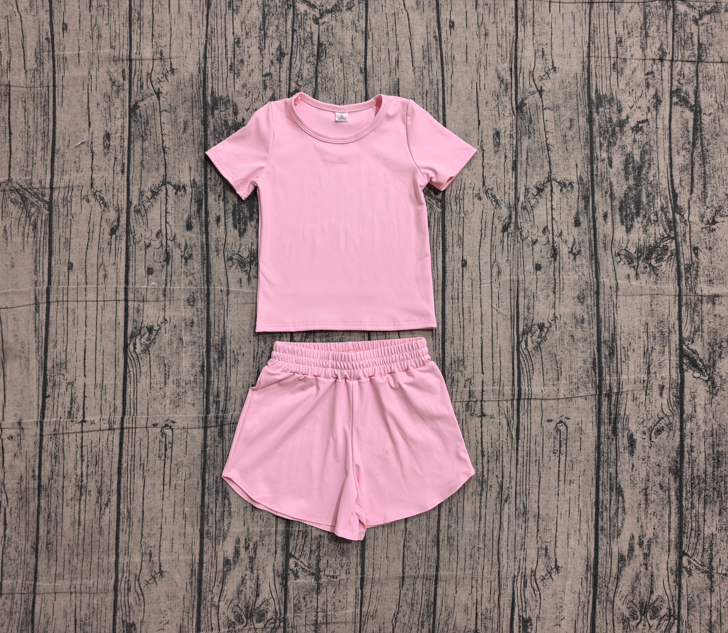 Baby Girls Light Pink Short Sleeve Top Sport Short Yoga Active Clothes Sets Preorder