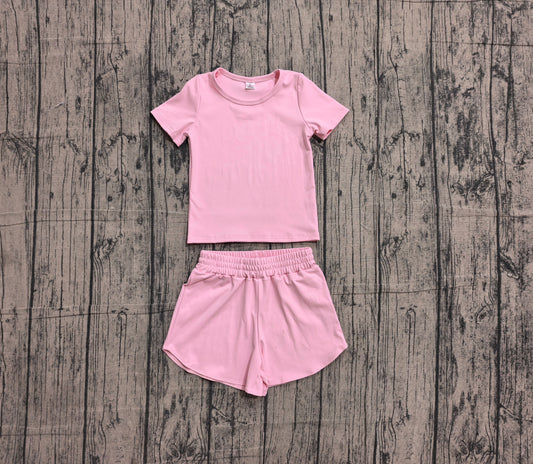 Baby Girls Light Pink Short Sleeve Top Sport Short Yoga Active Clothes Sets Preorder