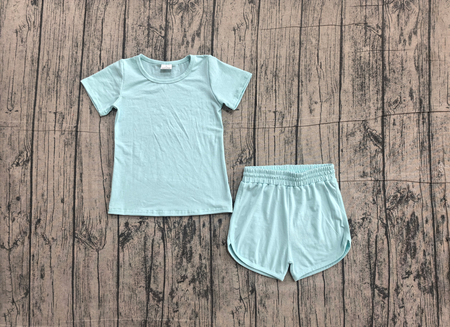 Baby Girls Light Blue Short Sleeve Top Sport Short Yoga Active Clothes Sets Preorder