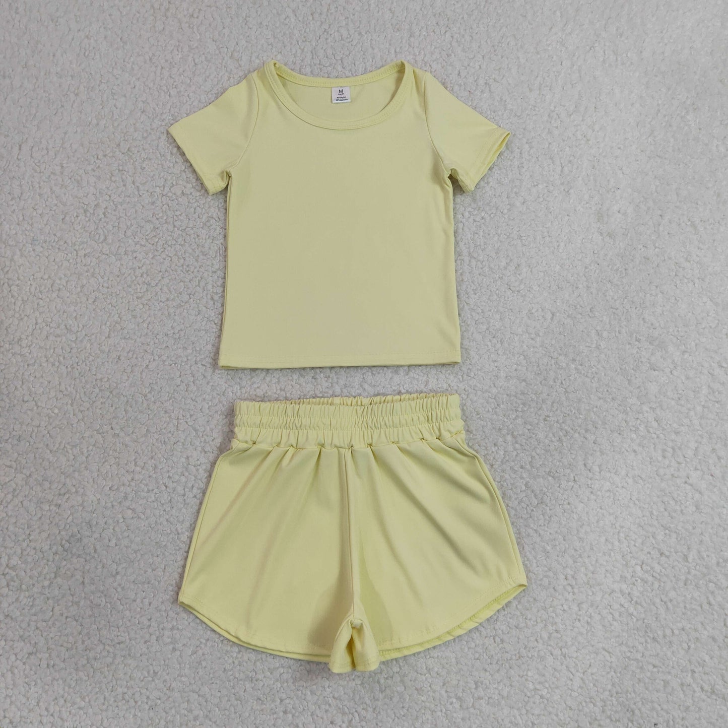 Baby Girls Light Yellow Short Sleeve Top Sport Short Yoga Active Clothes Sets