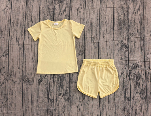 Baby Girls Yellow Short Sleeve Top Sport Short Yoga Active Clothes Sets Preorder