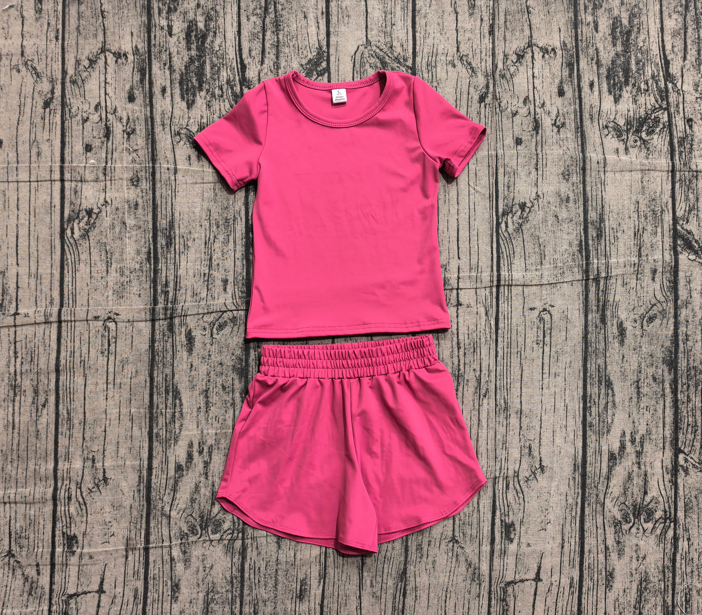 Baby Girls Hot Pink Short Sleeve Top Sport Short Yoga Active Clothes Sets Preorder