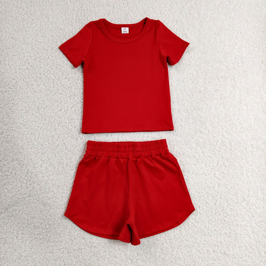 Baby Girls Red Short Sleeve Top Sport Short Yoga Active Clothes Sets