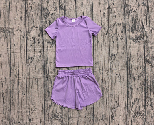 Baby Girls Purple Short Sleeve Top Sport Short Yoga Active Clothes Sets Preorder