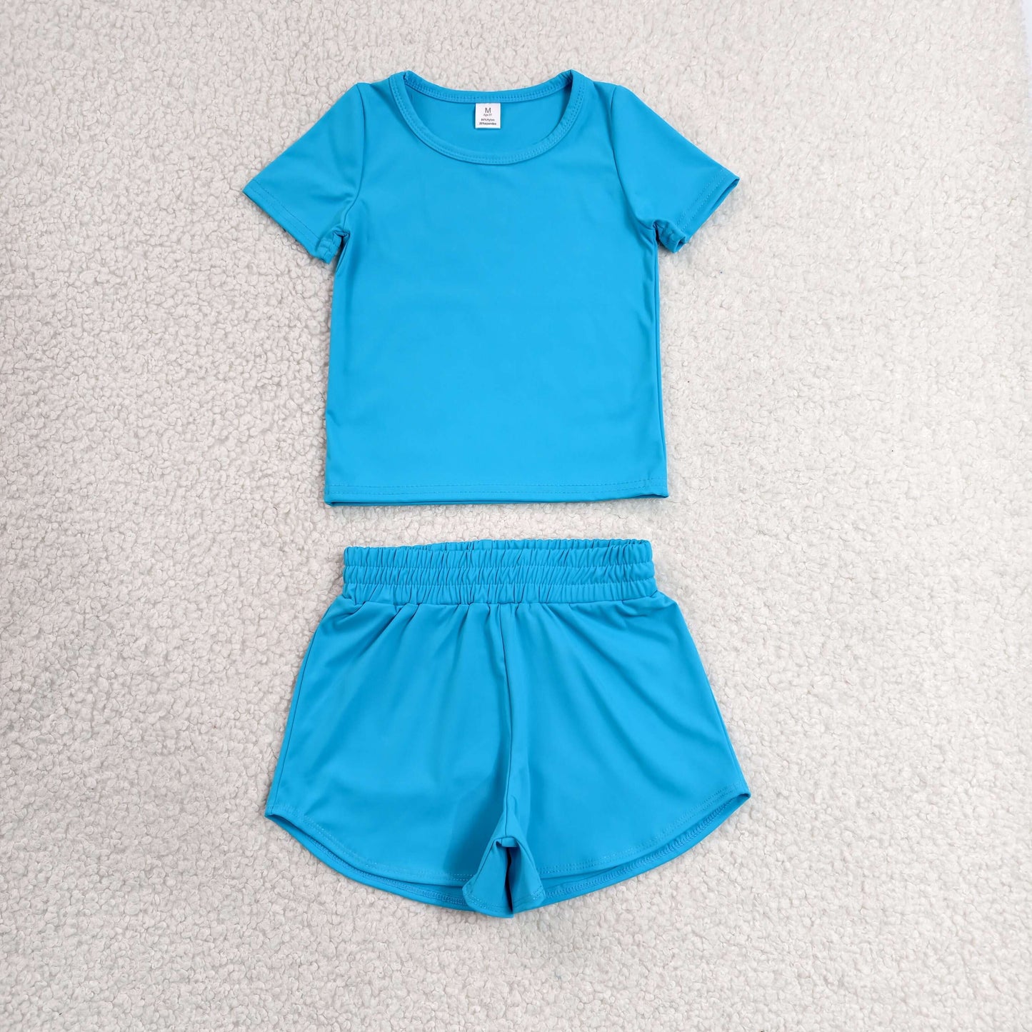 Baby Girls Hot Blue Short Sleeve Top Sport Short Yoga Active Clothes Sets